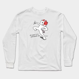 I'll solve it in one-punch go - aknyangi, cat miaw lovers Long Sleeve T-Shirt